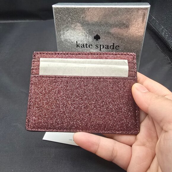 Kate Spade Boxed Shimmy Glitter Fabric Small Slim Card Holder Case K4712 - Picture 4 of 6